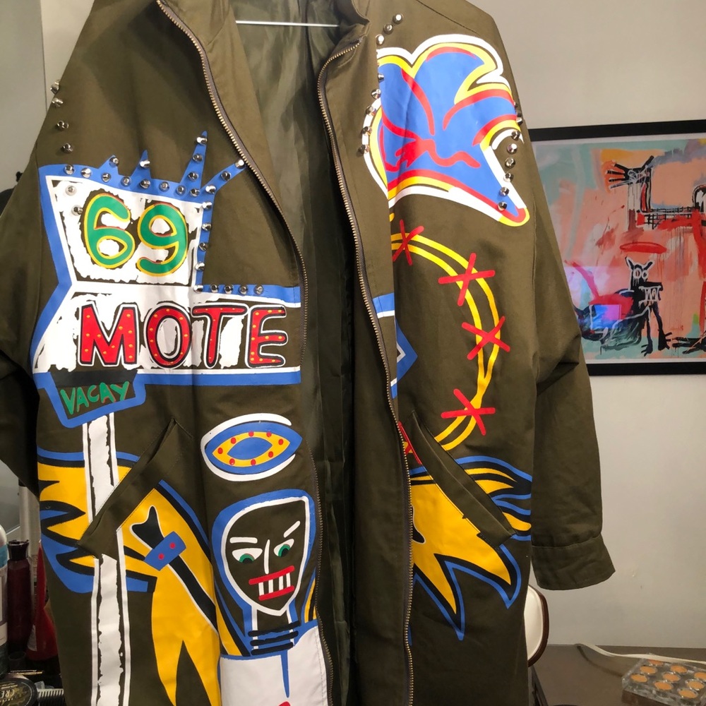 Green militar hand painted jacket